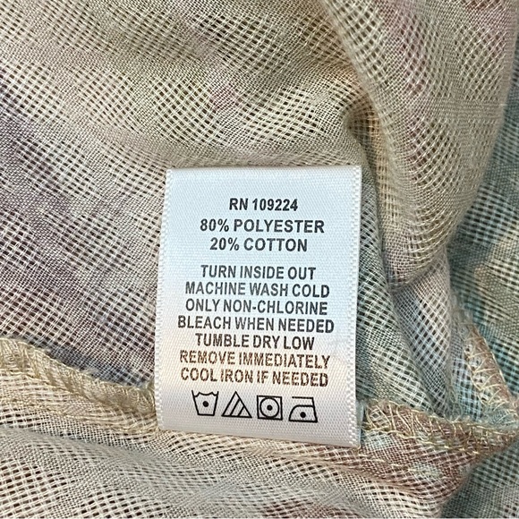 Indigo Soul Feather Tropical Print V-Neck Roll Tab Sleeves Top - Women’s Large - Picture 10 of 13